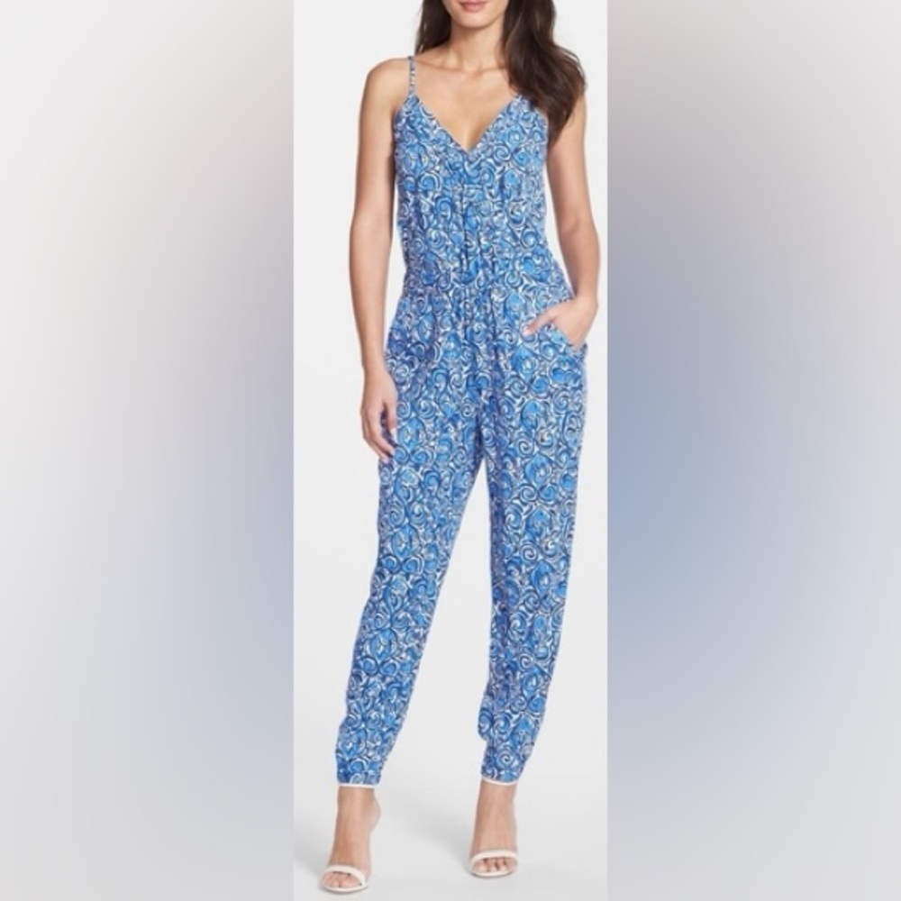 Lilly Pulitzer Blue Printed Sleeveless Jumpsuit